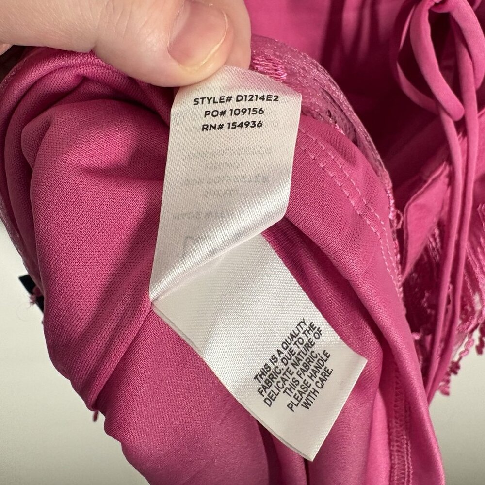Lulus Women XL Making Magic Bright Pink Fringe Lace-Up Mini Dress NWT - Picture 14 of 14